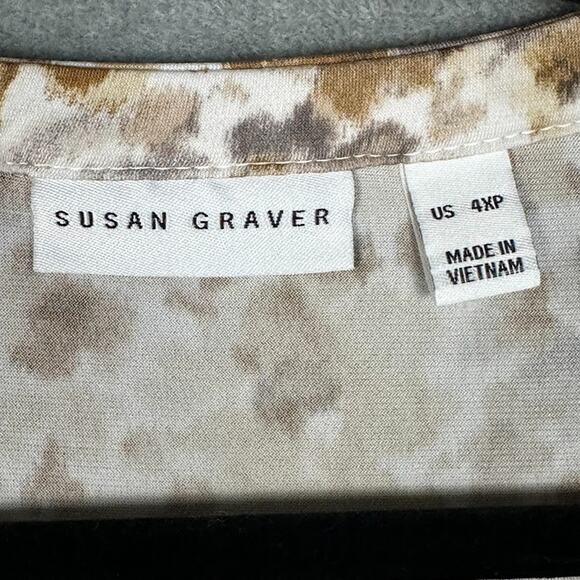 Susan Graver Top Womens 4X Brown Stretch Comfort V Neck Liquid Knit Office Tunic - Picture 4 of 10